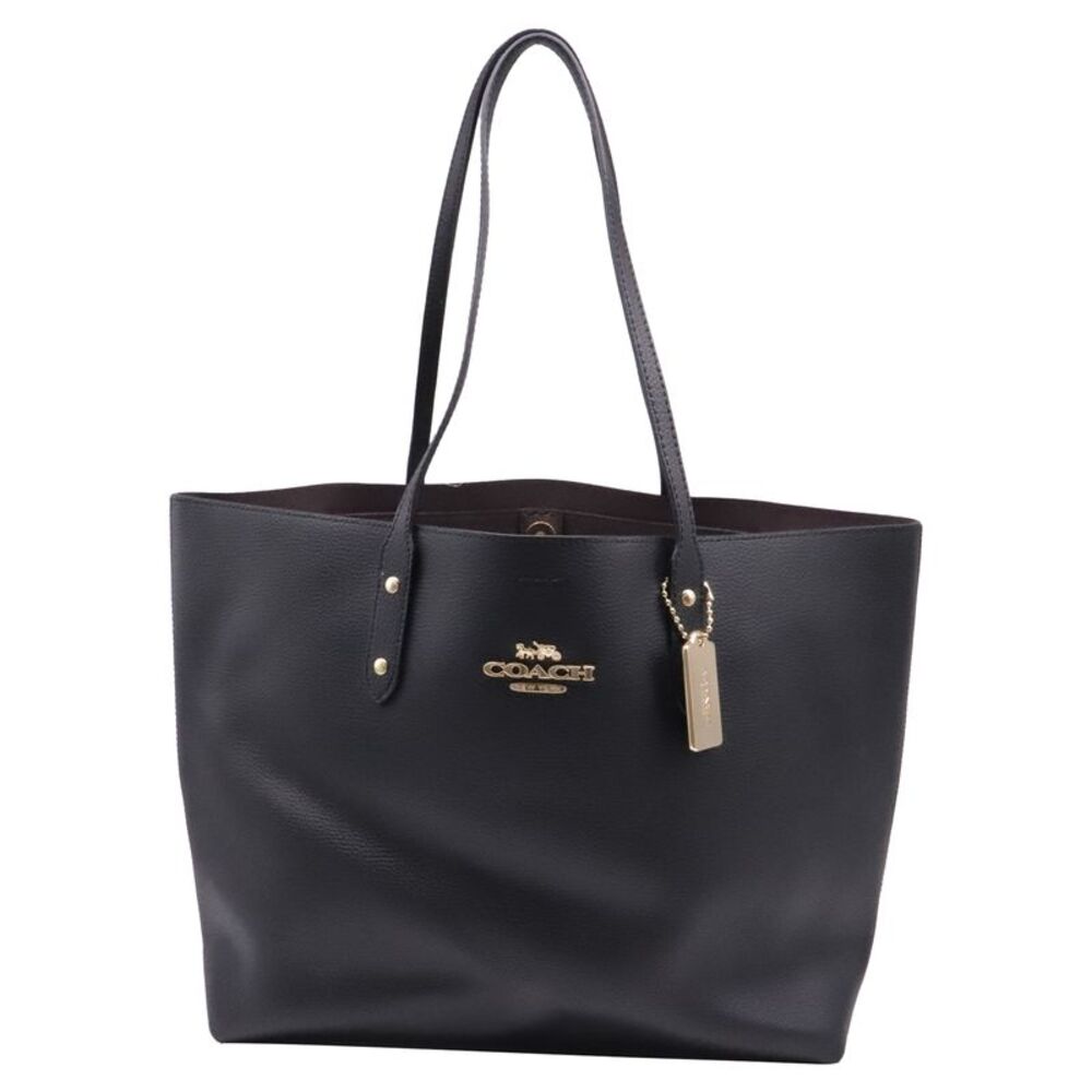 Coach Town Pebbled Tote Bag in Black Leather